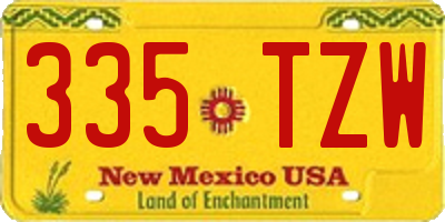 NM license plate 335TZW