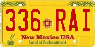 NM license plate 336RAI