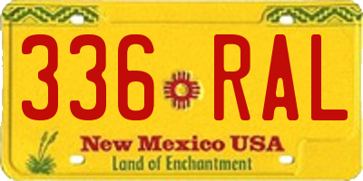 NM license plate 336RAL