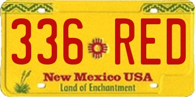 NM license plate 336RED