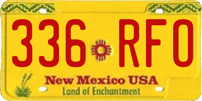 NM license plate 336RFO