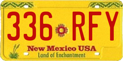 NM license plate 336RFY