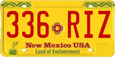 NM license plate 336RIZ