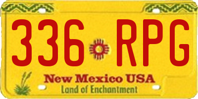 NM license plate 336RPG