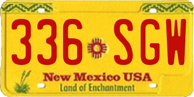 NM license plate 336SGW