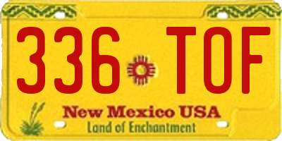 NM license plate 336TOF