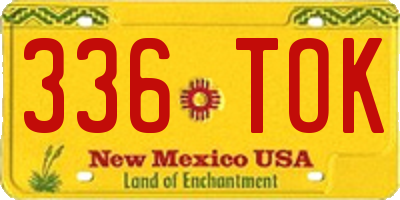 NM license plate 336TOK