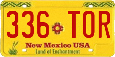NM license plate 336TOR