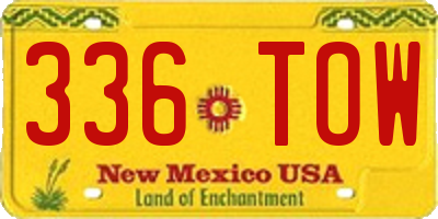 NM license plate 336TOW