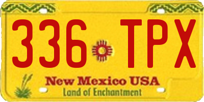 NM license plate 336TPX