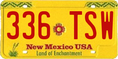 NM license plate 336TSW