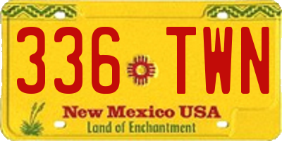 NM license plate 336TWN