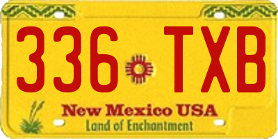 NM license plate 336TXB