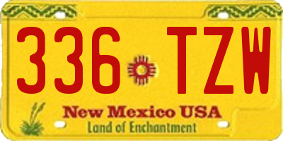 NM license plate 336TZW