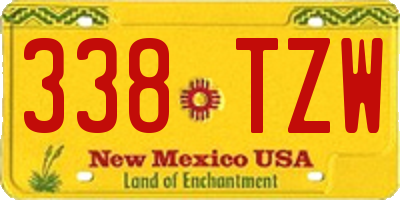 NM license plate 338TZW