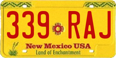 NM license plate 339RAJ