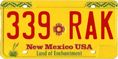 NM license plate 339RAK