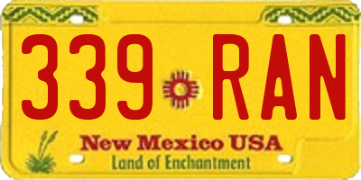 NM license plate 339RAN