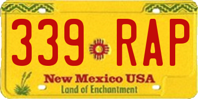NM license plate 339RAP