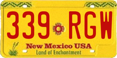 NM license plate 339RGW