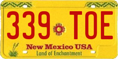 NM license plate 339TOE