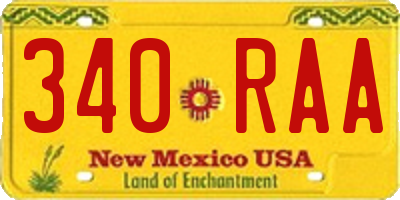 NM license plate 340RAA