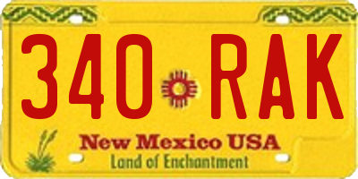 NM license plate 340RAK