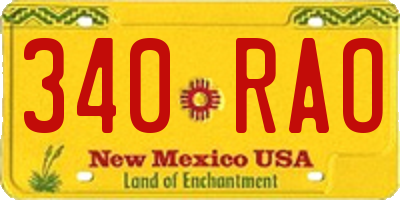 NM license plate 340RAO