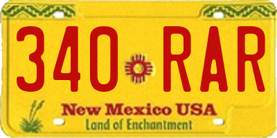 NM license plate 340RAR