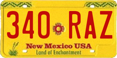 NM license plate 340RAZ