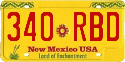 NM license plate 340RBD