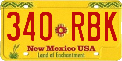 NM license plate 340RBK