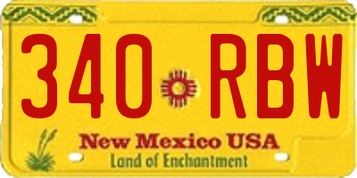 NM license plate 340RBW