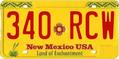 NM license plate 340RCW