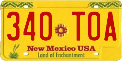 NM license plate 340TOA