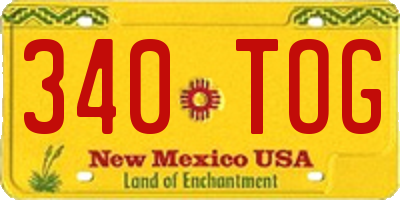 NM license plate 340TOG