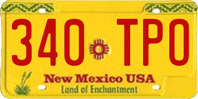 NM license plate 340TPO