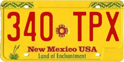 NM license plate 340TPX
