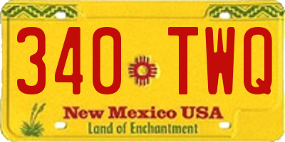 NM license plate 340TWQ