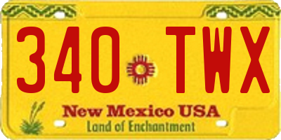 NM license plate 340TWX