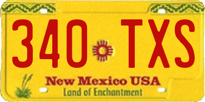 NM license plate 340TXS