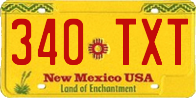 NM license plate 340TXT
