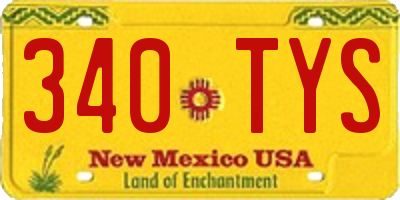 NM license plate 340TYS