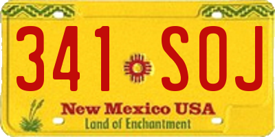 NM license plate 341SOJ
