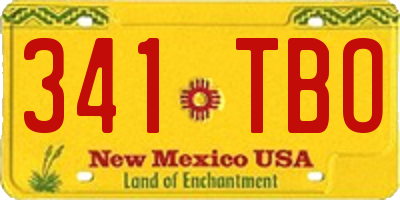 NM license plate 341TBO