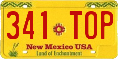 NM license plate 341TOP