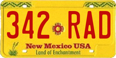 NM license plate 342RAD