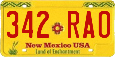 NM license plate 342RAO