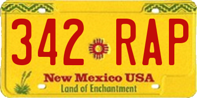 NM license plate 342RAP