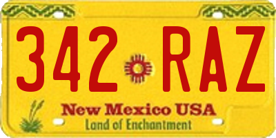 NM license plate 342RAZ